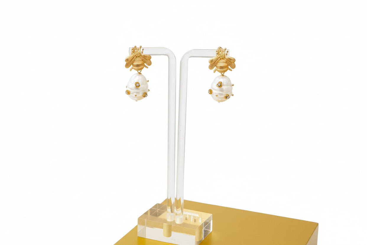 Bee Mine Pearl Earrings